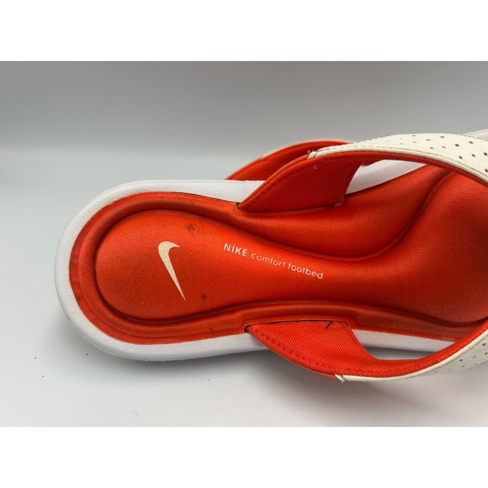 Nike Comfort Cushioned Footbed Flip Flops Orange White Thong Sandals Womens Sz 9 - Picture 5 of 7